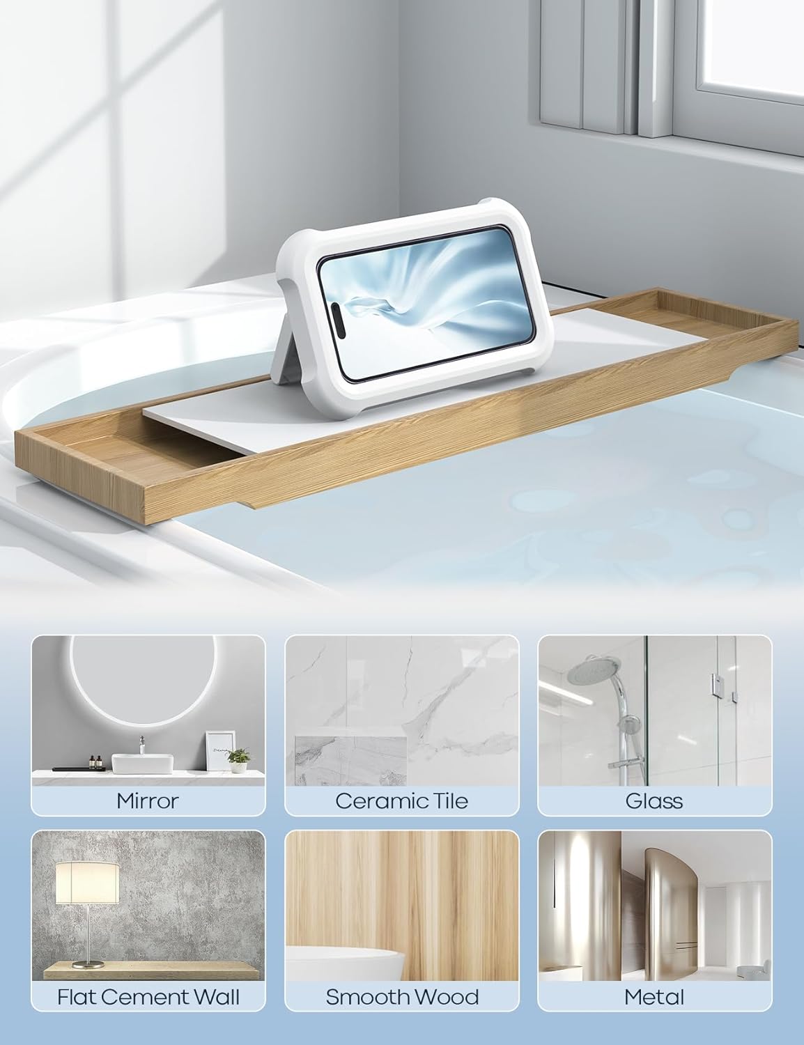 Shower Phone Holder Waterproof Adjustable Rotating Wall Mount Touchscreen Compatible Multi Functional Phone Holder for Shower Bathroom Waterproof Anti Fog Design