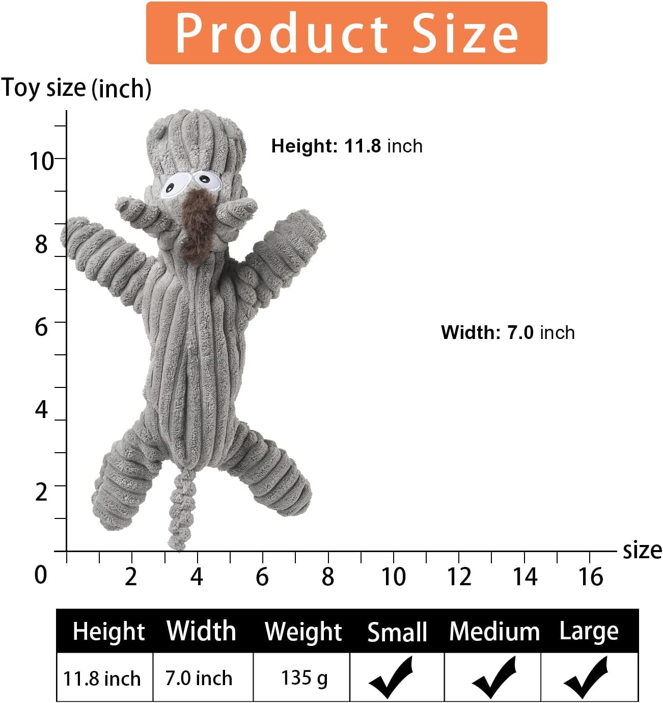 Dog Toy, Large Dog Squeaky Toys, Stuffed Animal Dog Plush Toy for Puppy, Small, Middle, Large Dogs