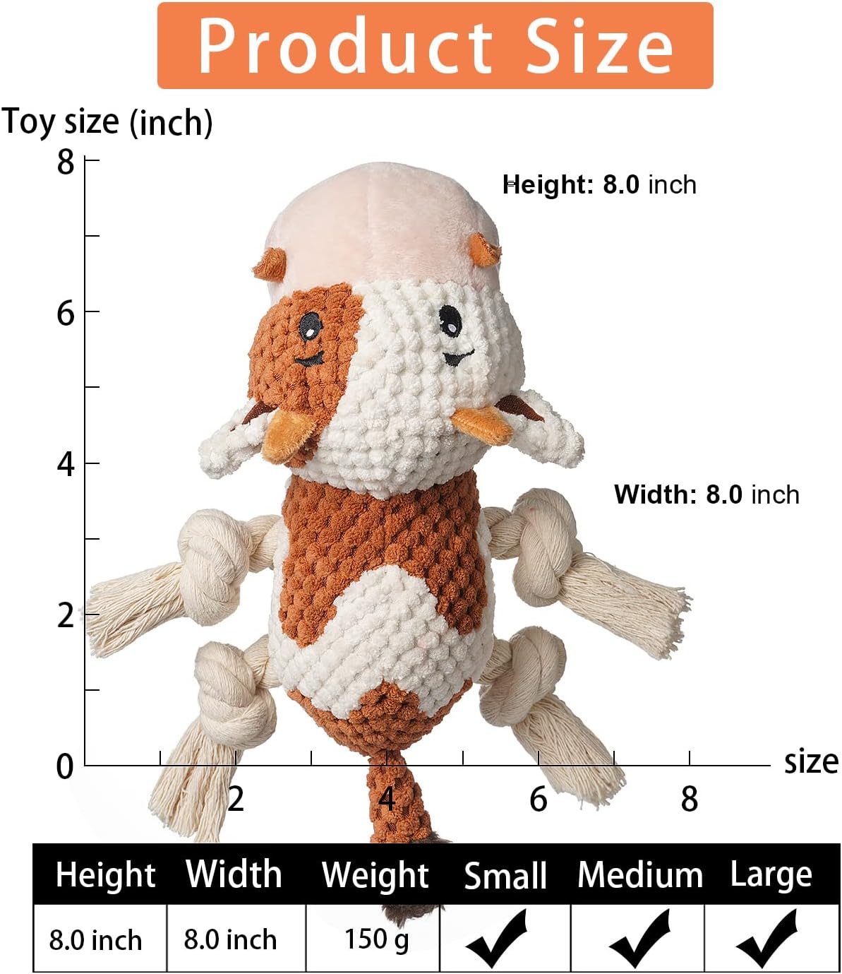 Dog Toy, Large Dog Squeaky Toys, Stuffed Animal Dog Plush Toy for Puppy, Small, Middle, Large Dogs