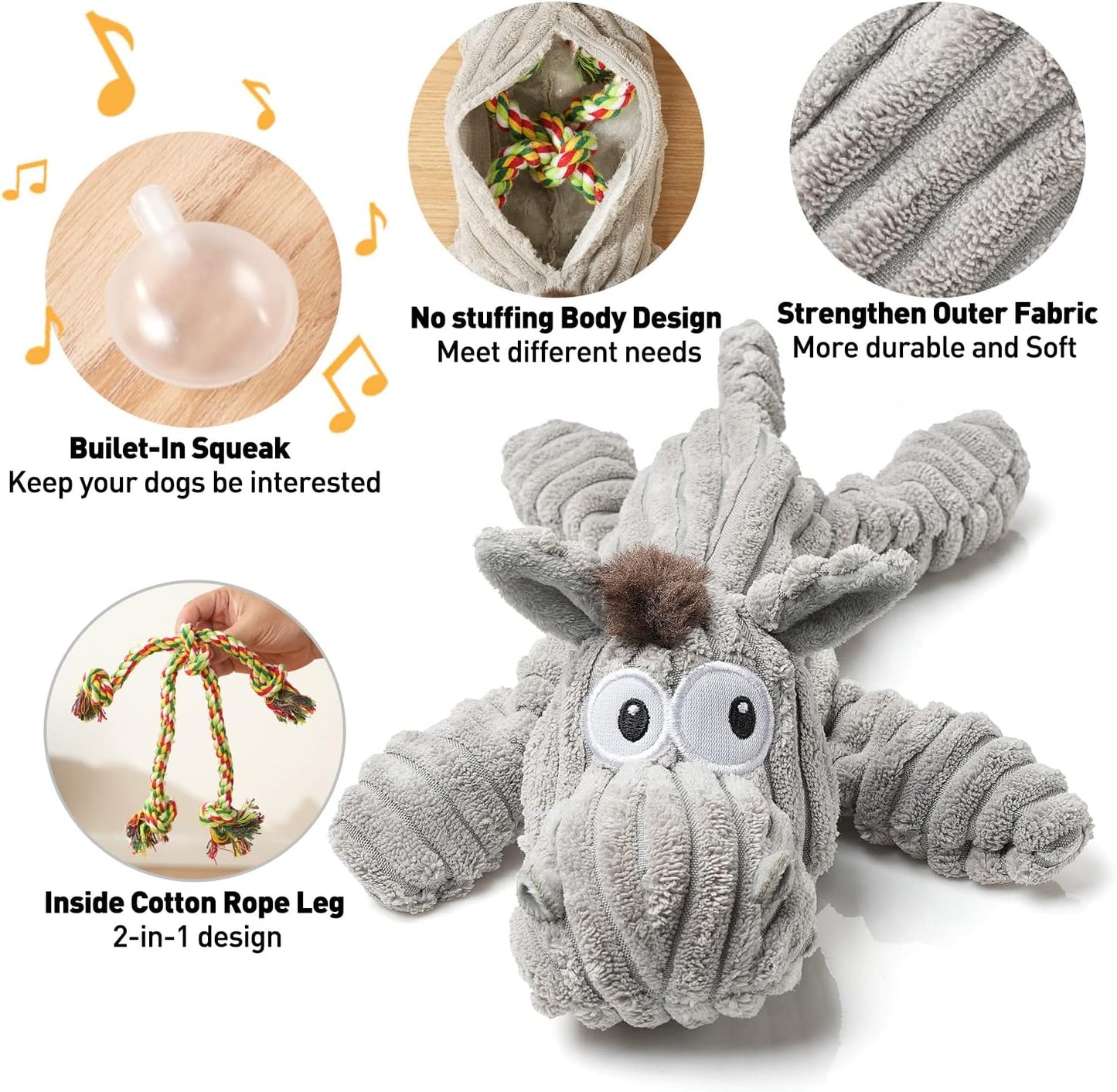 Dog Toy, Large Dog Squeaky Toys, Stuffed Animal Dog Plush Toy for Puppy, Small, Middle, Large Dogs