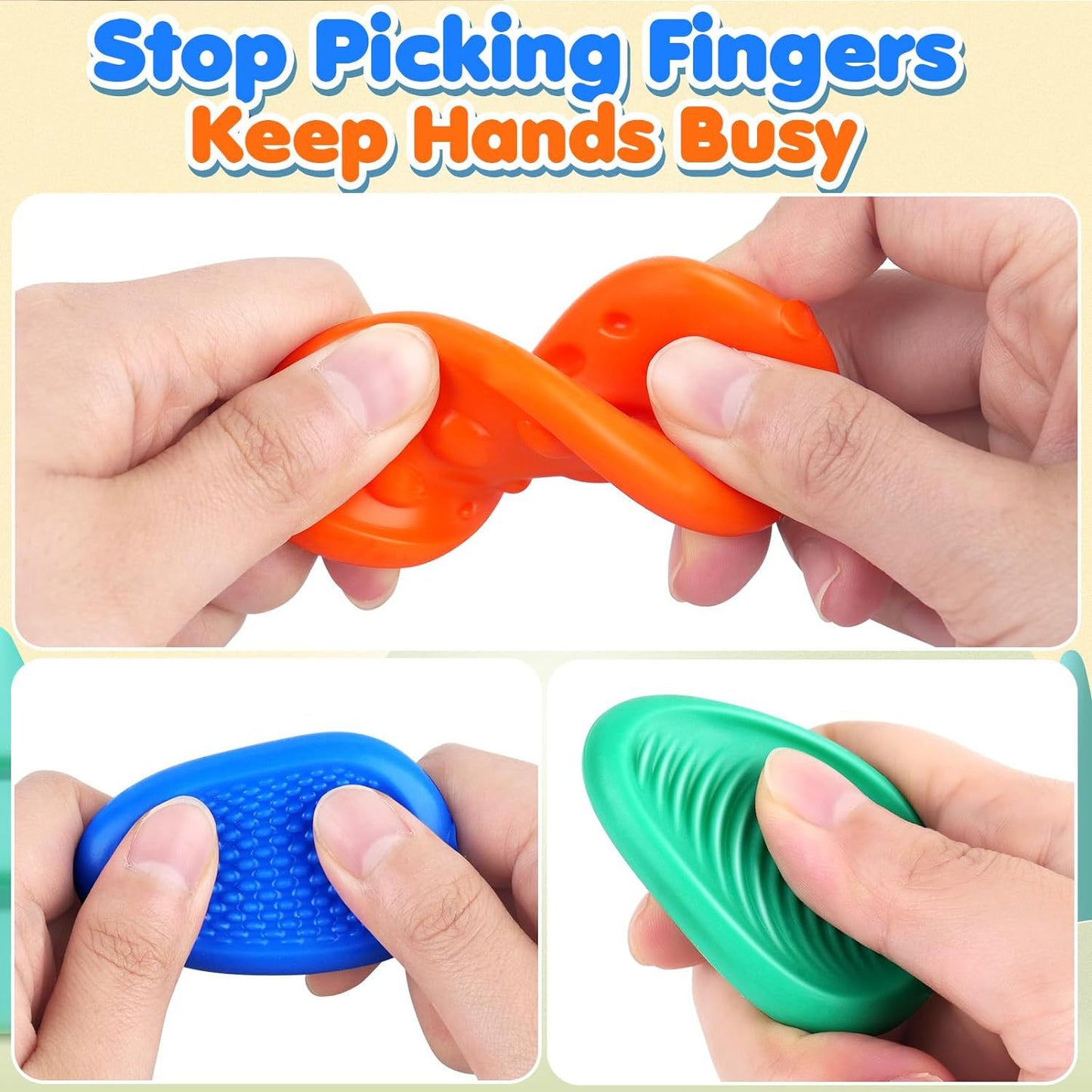 Fidget Toys Adults Sensory Stone: 6 Pack Textured Worry Stone for Autism Kids Calming Down - Fidget Stress Toys for Anxiety Relief - Small Students Prizes Fidget Toys