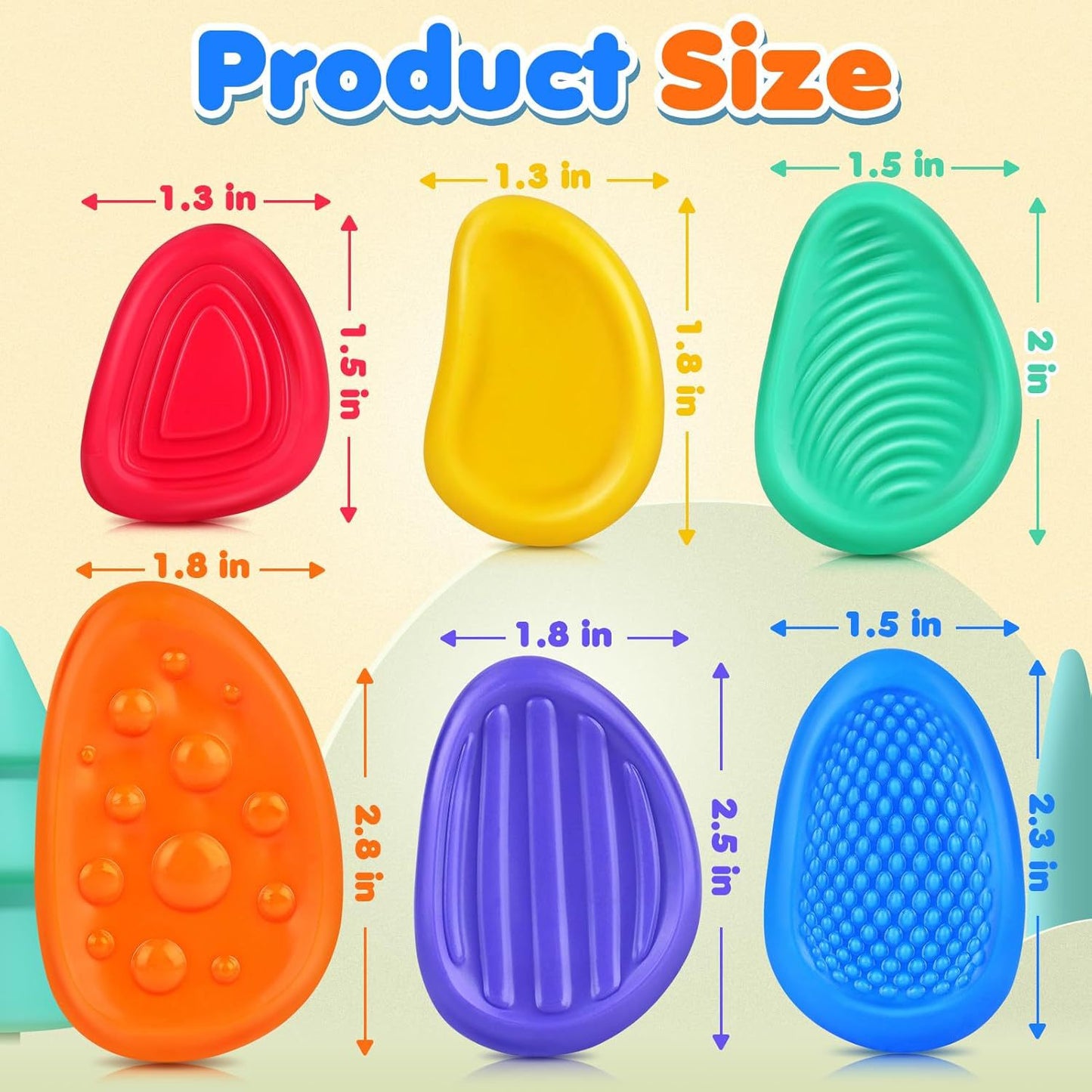 Fidget Toys Adults Sensory Stone: 6 Pack Textured Worry Stone for Autism Kids Calming Down - Fidget Stress Toys for Anxiety Relief - Small Students Prizes Fidget Toys