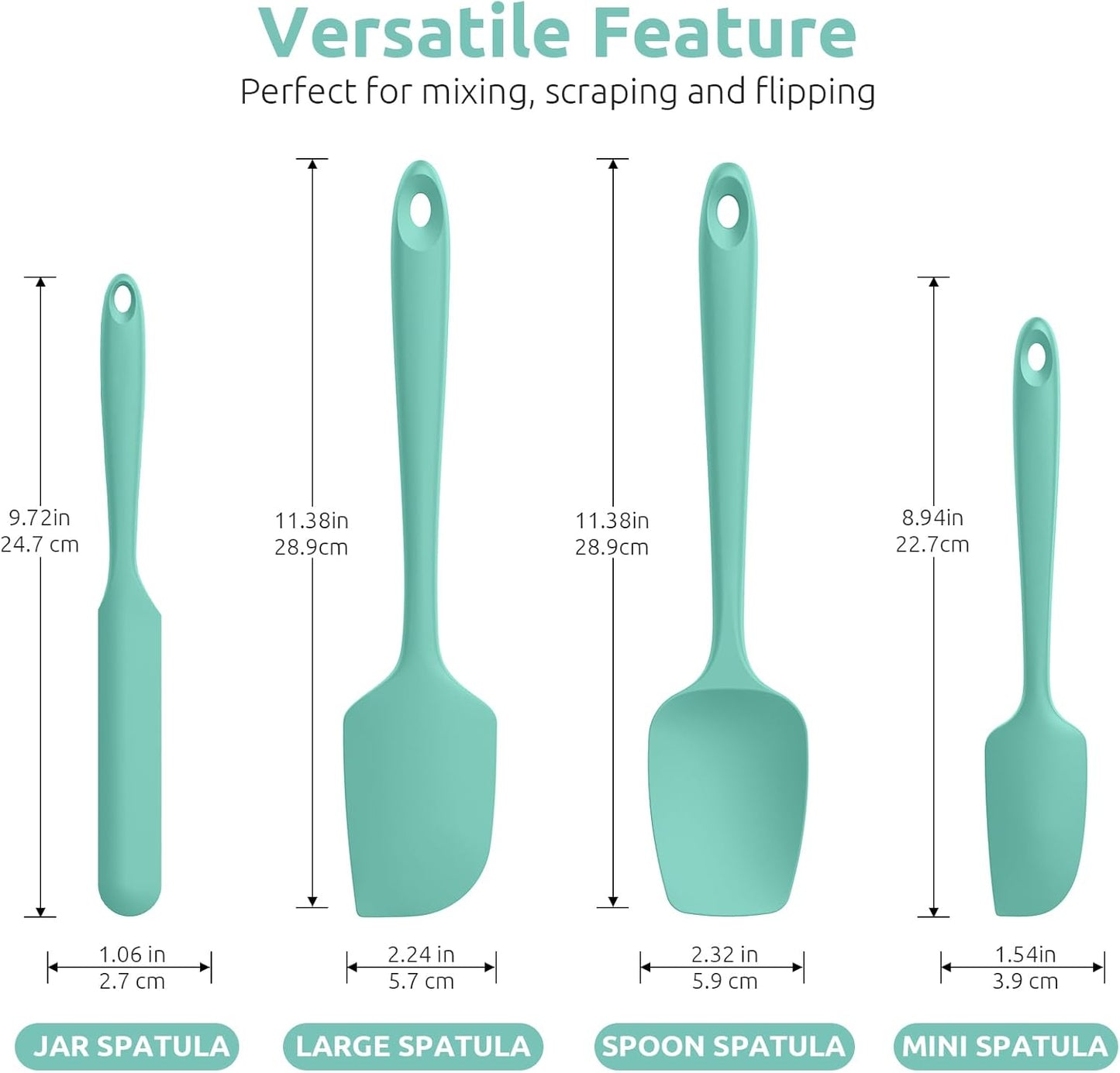 Silicone Spatula Set with 600 Degrees Fahrenheit Heat Resistant