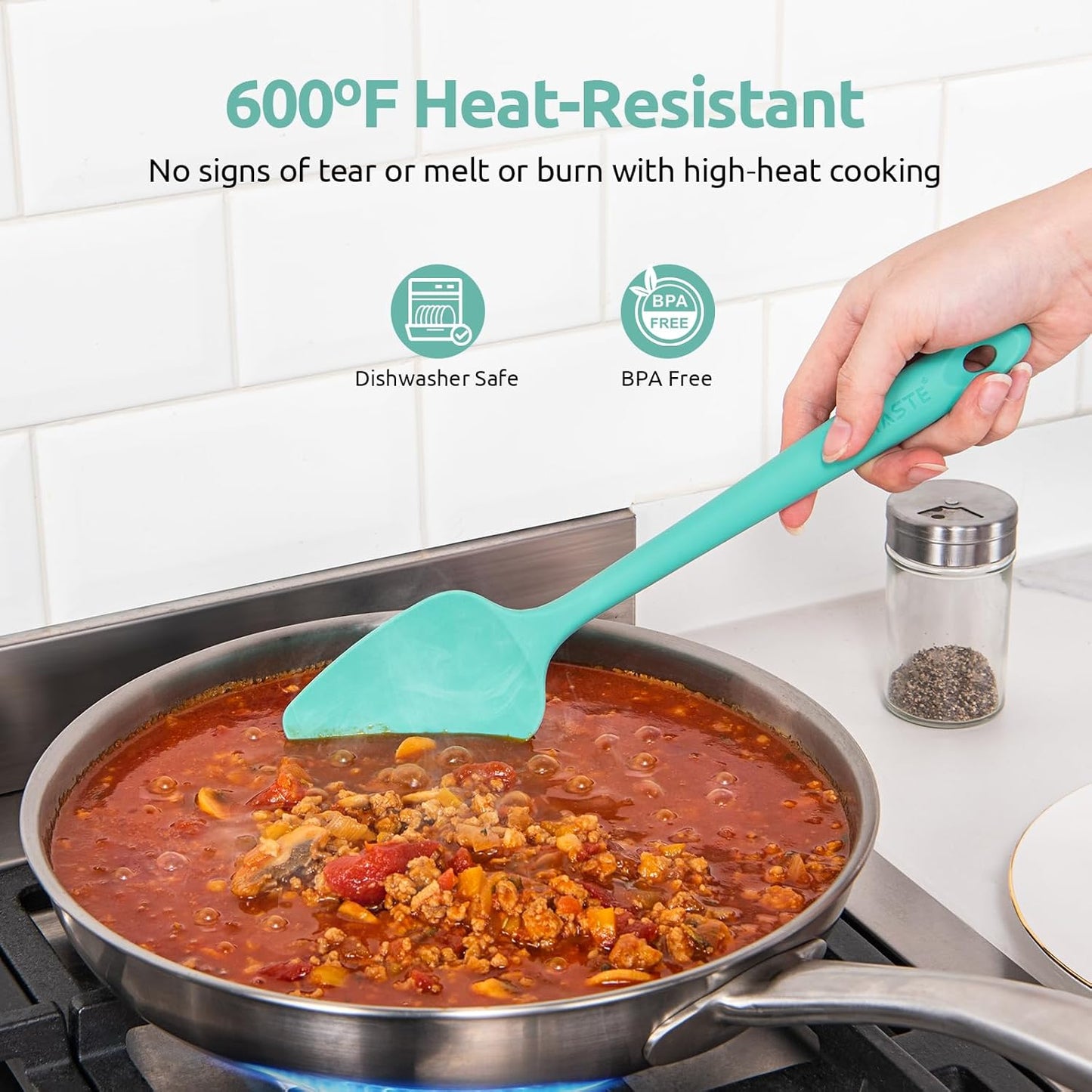 Silicone Spatula Set with 600 Degrees Fahrenheit Heat Resistant