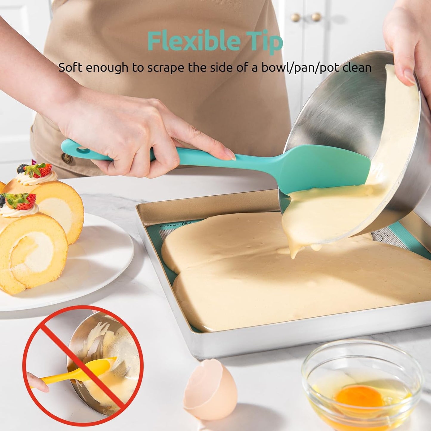 Silicone Spatula Set with 600 Degrees Fahrenheit Heat Resistant