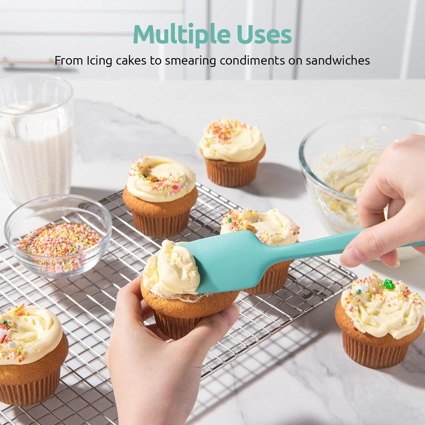 Silicone Spatula Set with 600 Degrees Fahrenheit Heat Resistant
