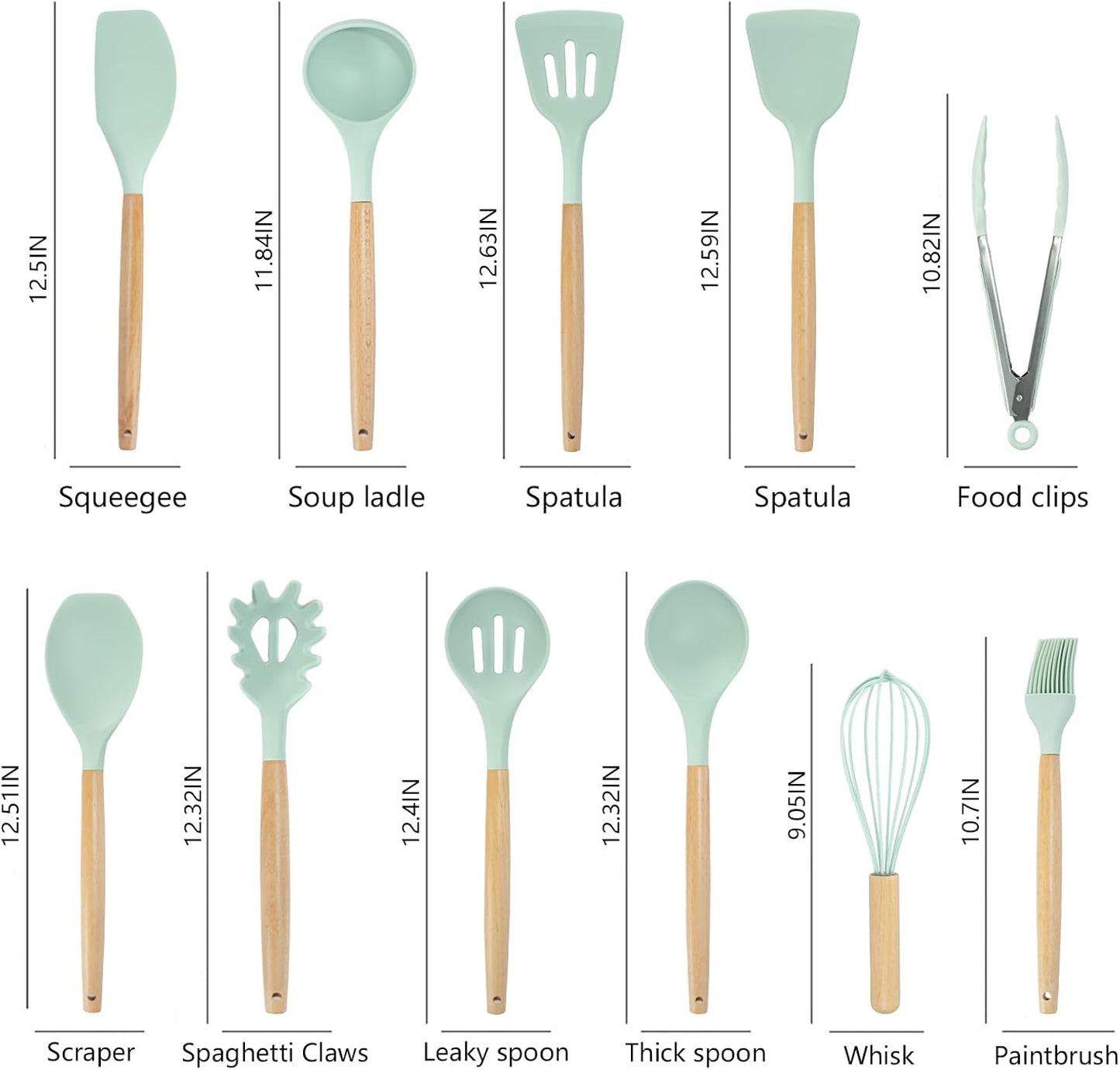 Cooking Utensils Set - 19 Piece Set with 11 Spatulas, 6 Sharp Knives, Silicone Utensils & Cutting Board
