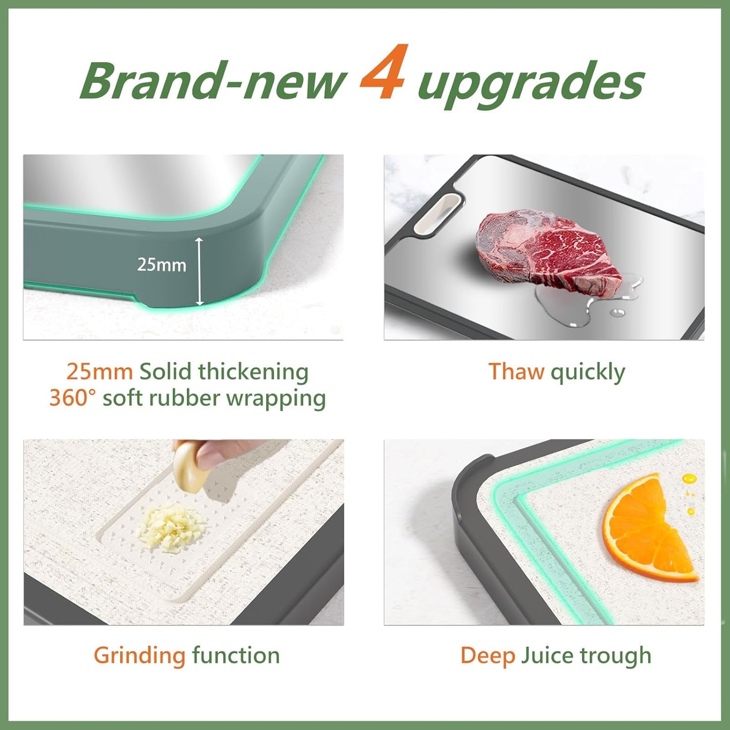 Cutting Board Double Sided With knife,HI NINGER 304 Stainless Steel Cutting Board for Kitchen,Food-Grade, Stainless Steel and Wheat Straw PP,Easy to Clean Large Cutting Board,non toxic Chopping Board