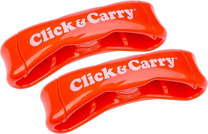 Click & Carry Kitchen Storage & Organization - Plastic Bag Organizer and Holder for Easy Shopping - Shark Tank - Gel Padding Bags Handle, Hands-Free Design for Groceries, Paint Can Carrier, 2 Pack