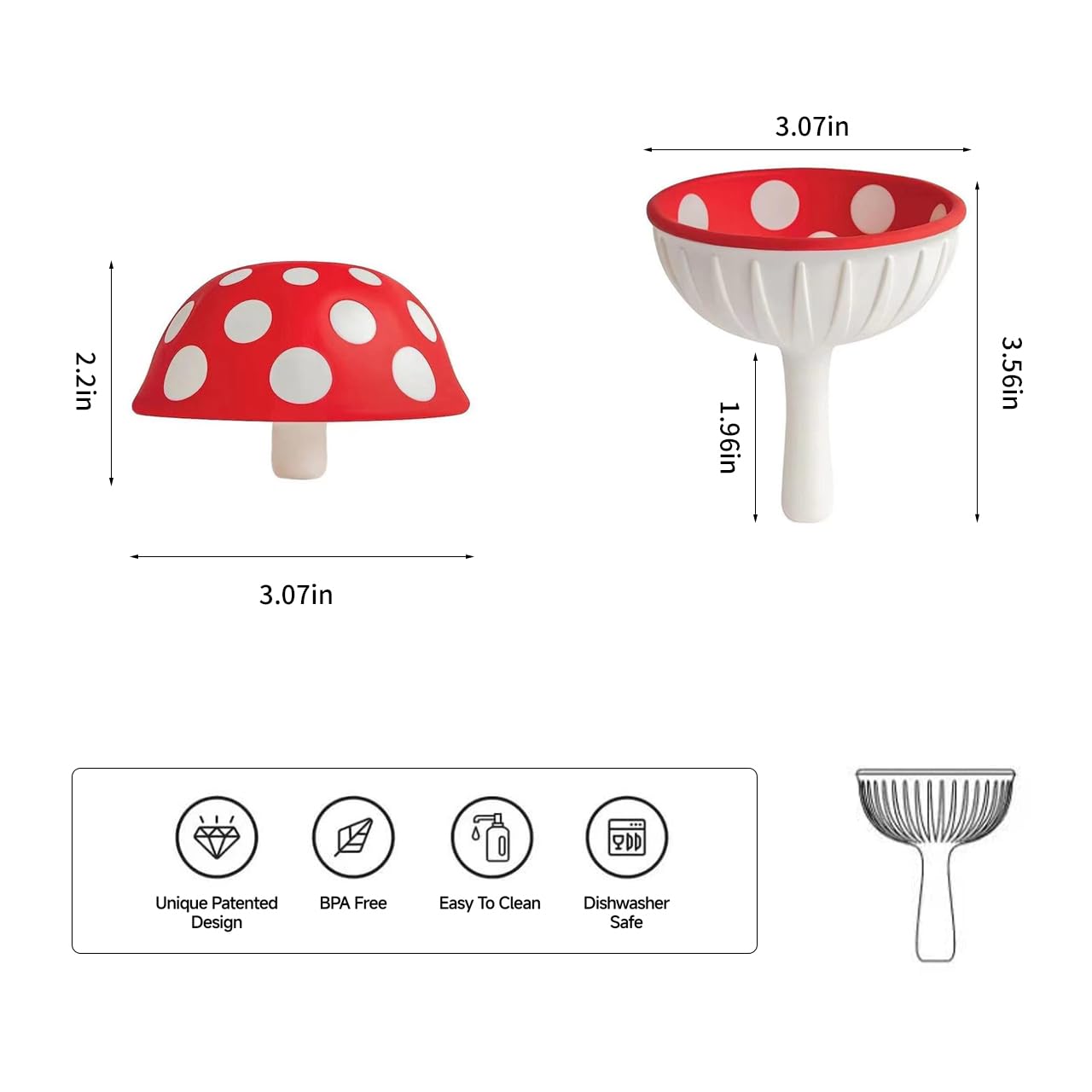 Mushroom Funnel for Kitchen,Cute Foldable Silicone Mini Funnel for Filling Bottles,Fun Kitchin Gadgets ( 2pcs )