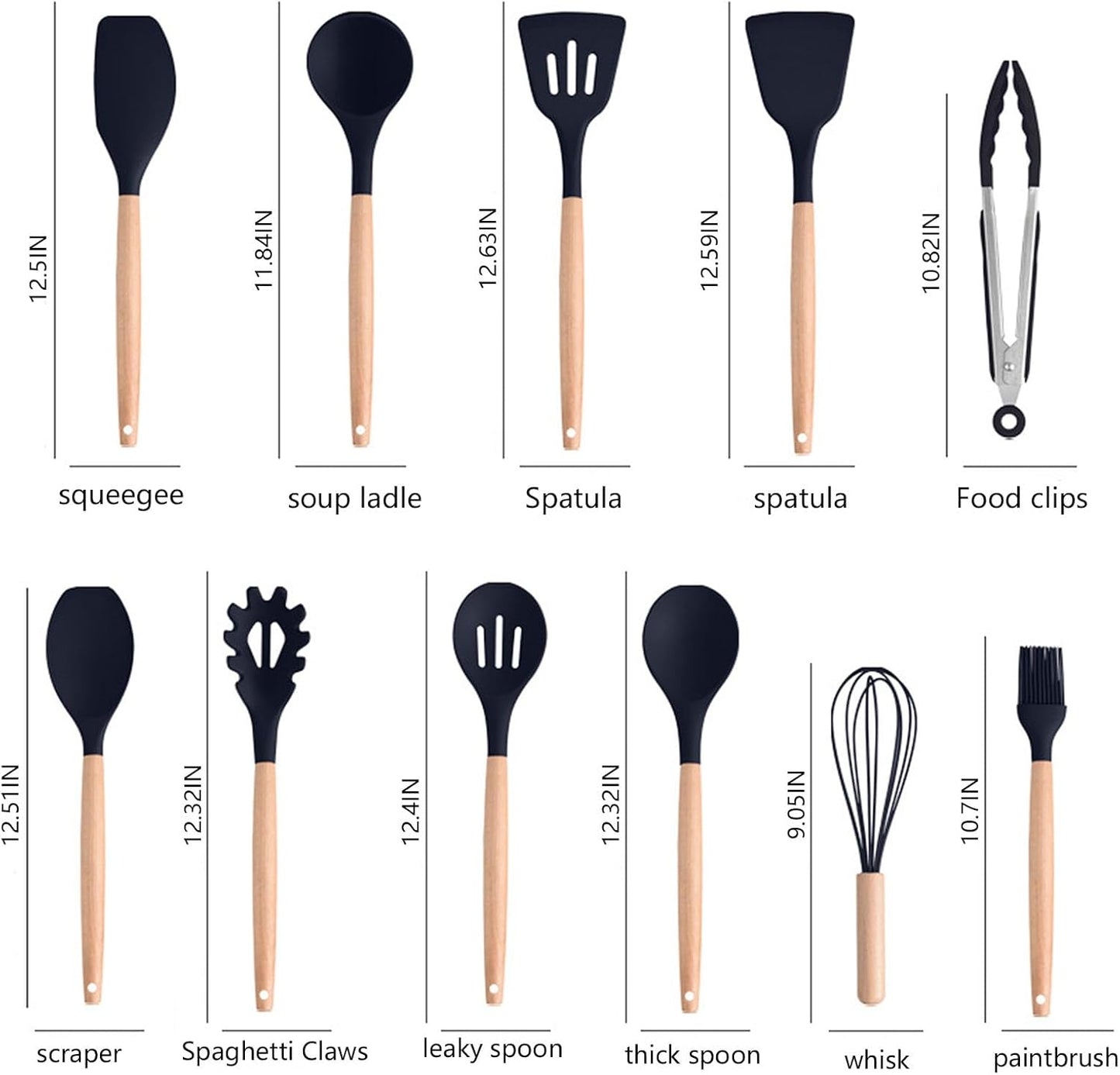 Cooking Utensils Set - 19 Piece Set with 11 Spatulas, 6 Sharp Knives, Silicone Utensils & Cutting Board